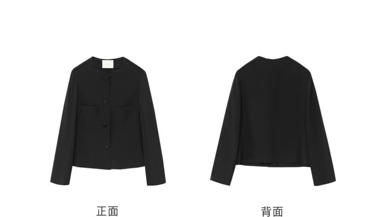 上着 上着 ノーカラークロップドジャケット