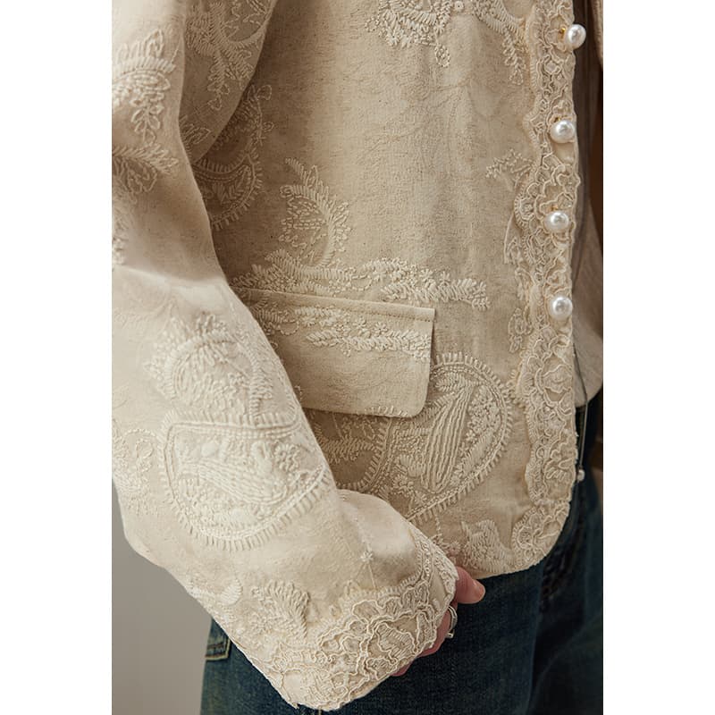 上着 花柄刺繍アンティーク風ジャケット