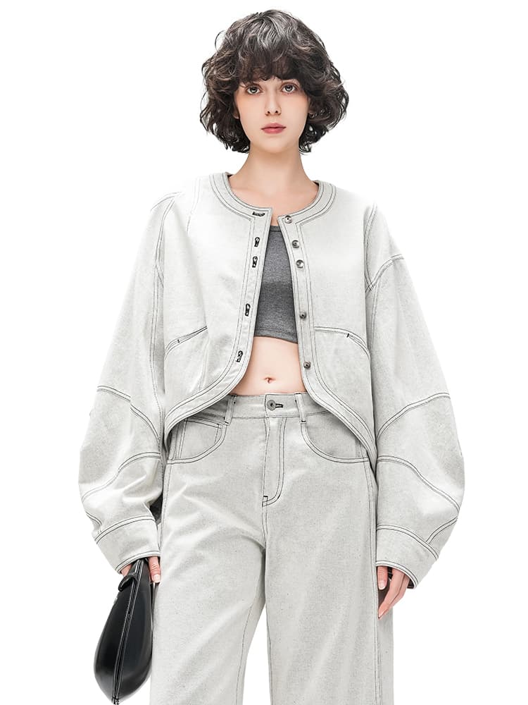 上着 ルーズシルエット カットオフジャケット